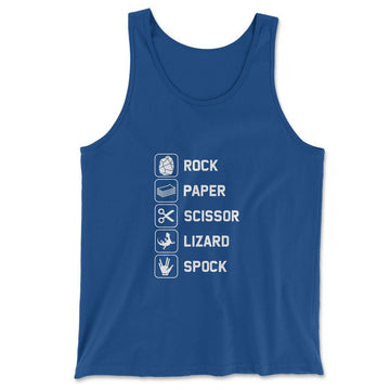 Rock Paper Scissor Lizard Spock Men/Unisex Tank in True Royal color